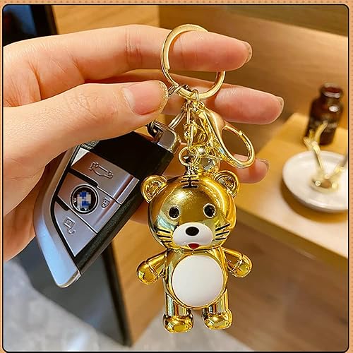 Miniatura 6 de HSYHERE - Llavero de metal para hombre mujer niño y niña diseño creativo de tigre regalo de Año Nuevo bonito bolso de dibujos animados colgante de