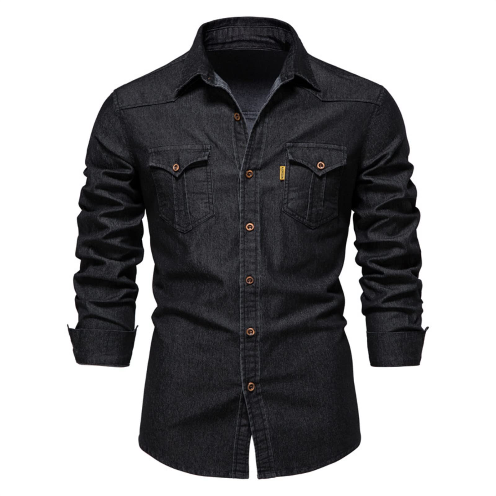 Camisa vaquera de algodón para hombre, talla grande, 5XL, de manga larga, estilo vaquero, casual, ajustada, con botones, con dos bolsillos