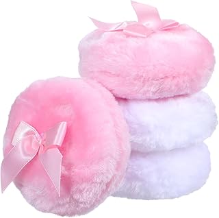 4Pcs Powder Puffs for Women Makeup Sponge for Face and Body Powder Application Includes Two Pink and Two White Travel-Frie...