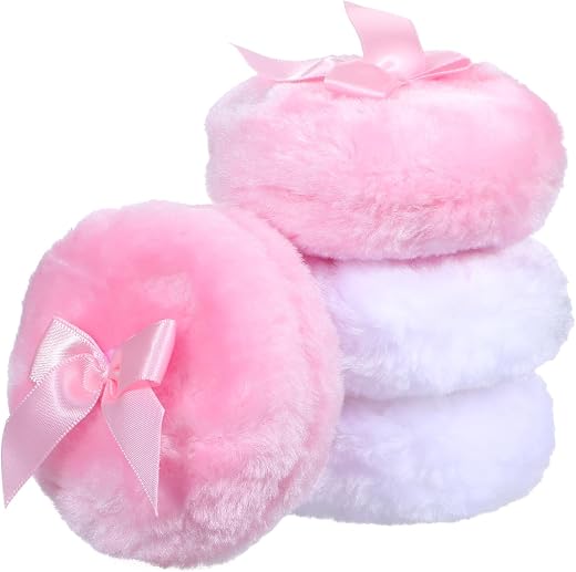 4Pcs Powder Puffs for Women Makeup Sponge for Face and Body Powder Application Includes Two Pink and Two White Travel-Frie...