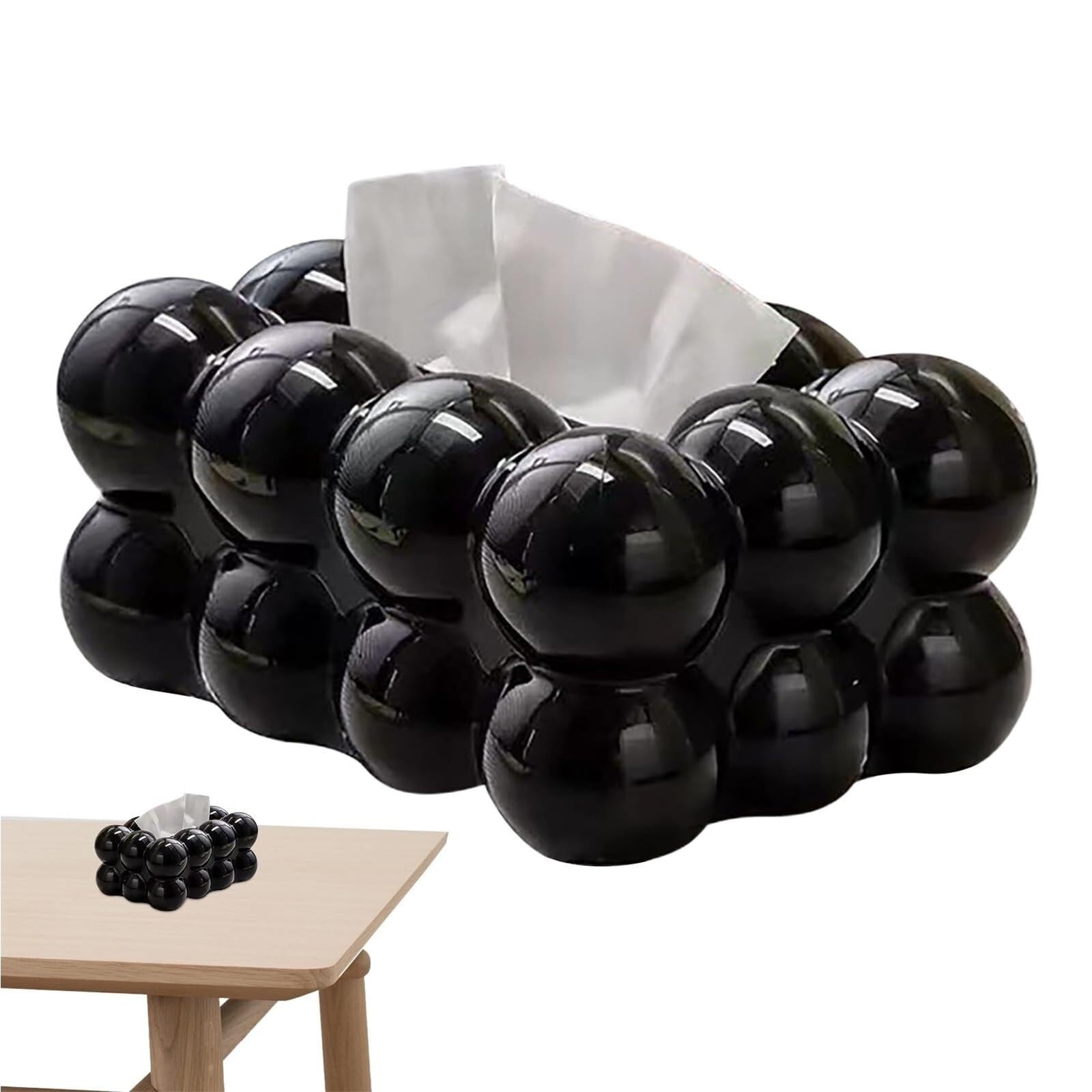 Porta fazzoletti Tovagliolo decorativo for dispenser di carta in materiale PP, porta scatola, for il bagno dell'auto Per la nuova casa(Black,Without soles)