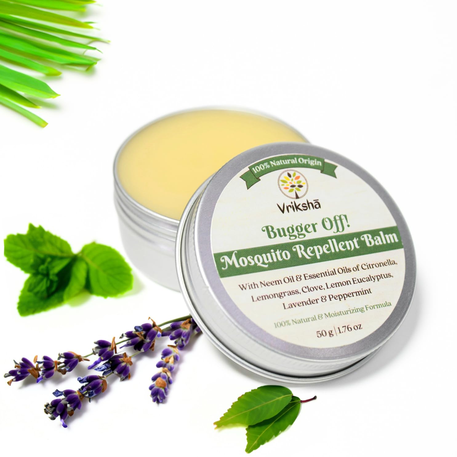 100% Natural Mosquito Repellent Balm | Bugger Off! | Handmade | Neem Oil, Citronella, Lemongrass & Clove Essential Oils | DEET-Free | Safe For Kids
