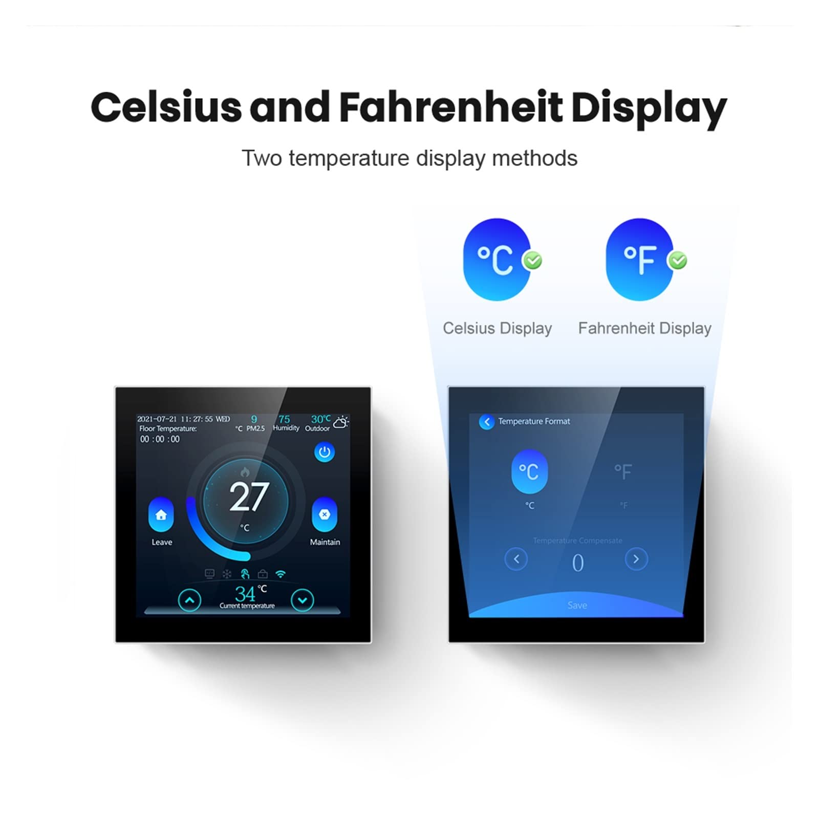 Czujnik termometru, Smart Floor Thermostat, Tuya Wi -Fi Electric/Water Ogrzewanie Kontroler temperatury, inteligentny dom bezprzewodowy(WiFi ElectricHeating)