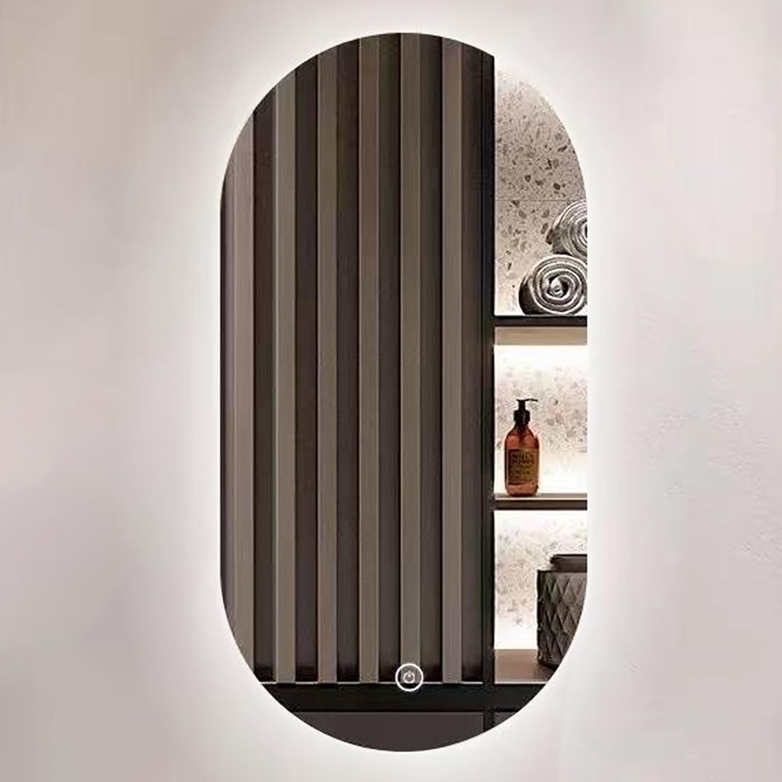 Atwnjkp Oval LED Bathroom Mirror with Backlight – Dimmable 3000K-6000K Colour Temp | 50x80cm(19.7x31.5in) Wall Mounted Vanity Mirror for Makeup, Hallway & Living Room – Style A