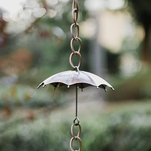 Miniatura 7 de Topadorn Cadena de lluvia decorativa de 6 pies, cadena colector de lluvia de metal de 70 pulgadas para aleros de casa, jardín y hogar, cadenas de