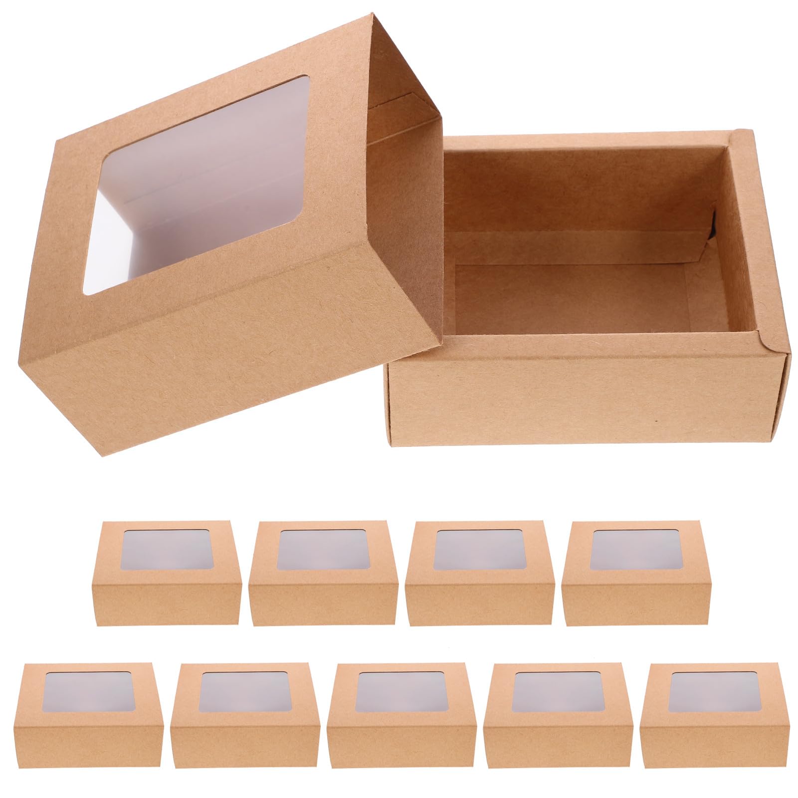 Scatole Regalo Scorrevoli in Cartone Spesso, 10 Pezzi Piccole Scatole Finestra Trasparente PVC, 14X11X5 CM, per Confezioni Bomboniere e Regali Compleanno