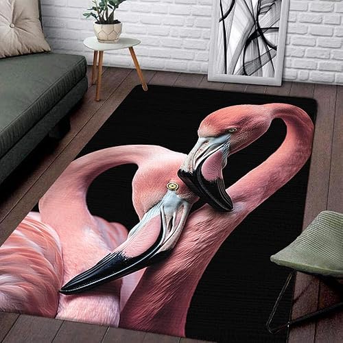 Alfombra de área negra de flamenco rosa para interiores y exteriores, alfombra de bienvenida para camping, baño, piscina, aula para niñas, mujeres,