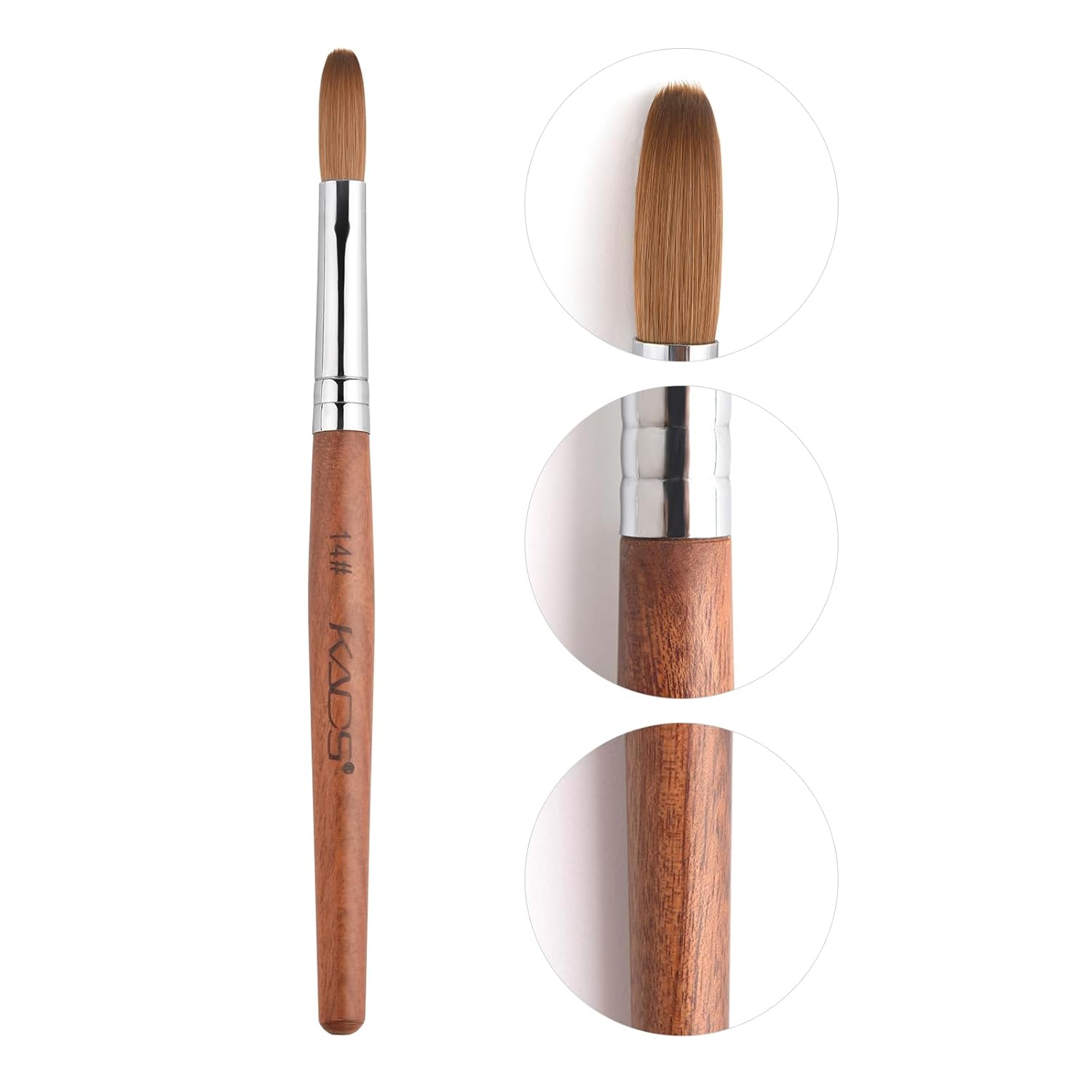 KADS 18# Pure Kolinsky Hair Bristles Acrylic Nail Brush Oval Crimped Shaped RedWood Handle Professional Salon Quality (18#)