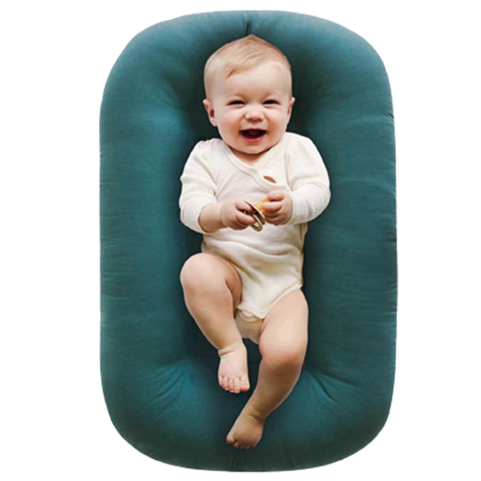 Jeeeun Lounger Baby 0 24 Months, Baby Snuggle Nest Sleeper with Removable Cover, Soft Breathable, Machine Washable (Dark Green)