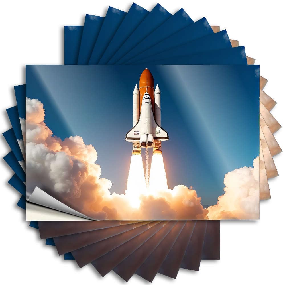Fzfn Colour High, Bumper Laptop Space Shuttle Launching Into The Sky. | Long Tiki Decorations(12X18cm)