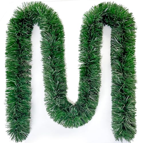 Image of Folytiy Christmas Tinsel Garland Decoration,10M/32ft Xmas Chunky Tinsel Garland for Christmas Tree Wedding Birthday Party Supplies (Dark Green)