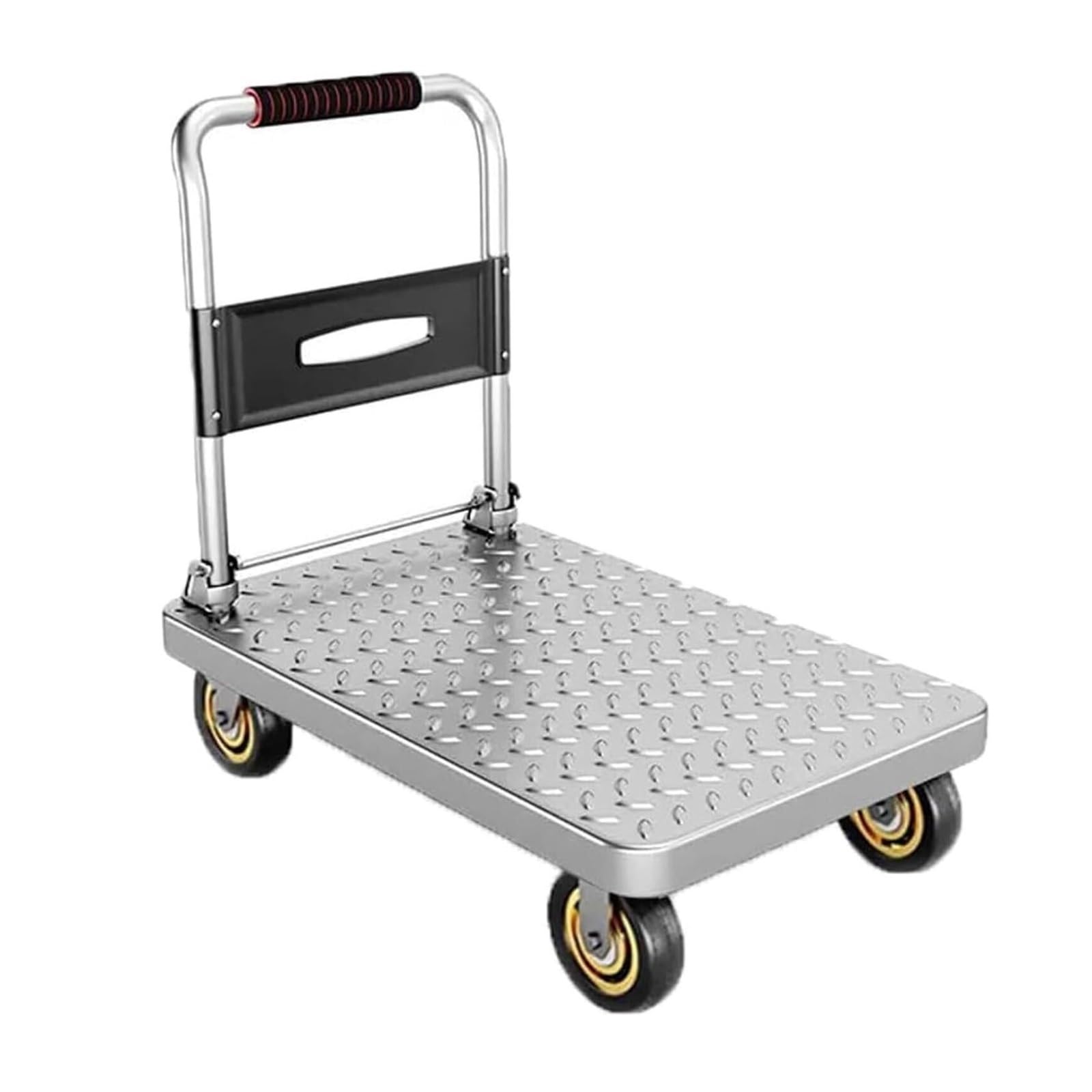 transportwagen Schwerlast-Plattformwagen, Flacher beweglicher Wagen, Handkarren, 450 kg, Stahl-Schiebewagen, 70 x 45 cm, mit 4-Zoll-Schwenkrädern