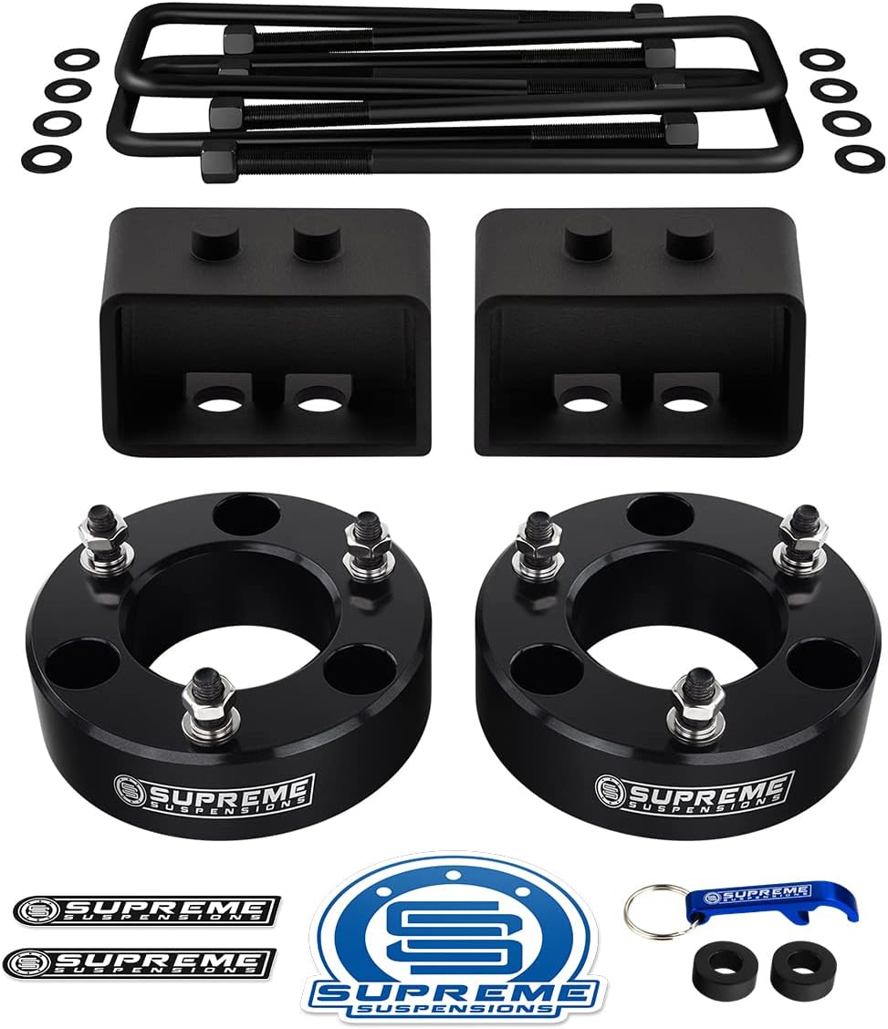 Supreme Suspensions - 3" Full Lift Kit for 2004-2022 Ford F-150 2WD - T6 Billet Aluminum Front Strut Spacers with Dual Pin Rear Lift Blocks and U-Bolts Lift Kit