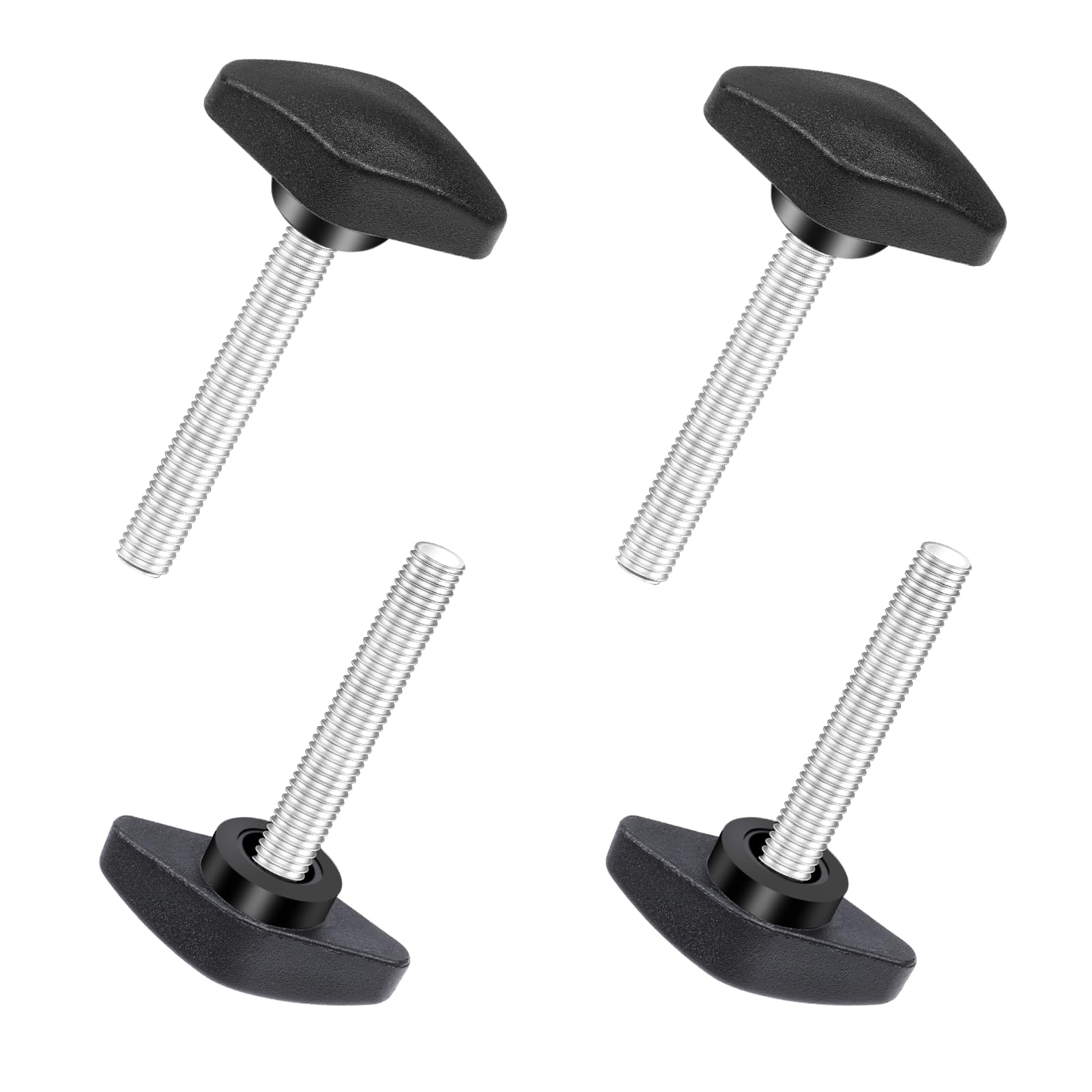 Bykonh M6 x 50mm Tee Wing Thumb Screws, Plastic T Handle Clamping Knobs Wing Knob Grips Thumbscrew for Woodworking Machine Equipment, Black, 4 PCS