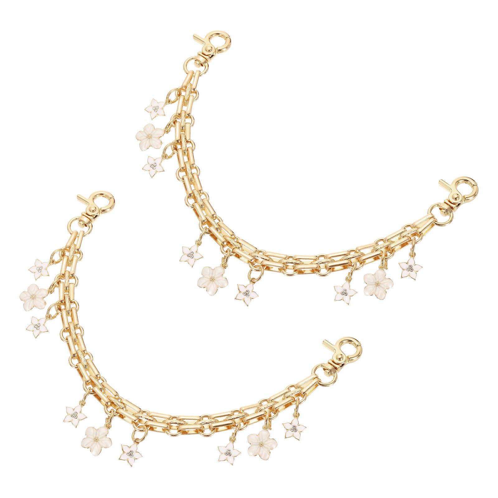Rallonge de chaîne de sac à main blanche uxcell de 25cm avec pendentif floral pour femme x2