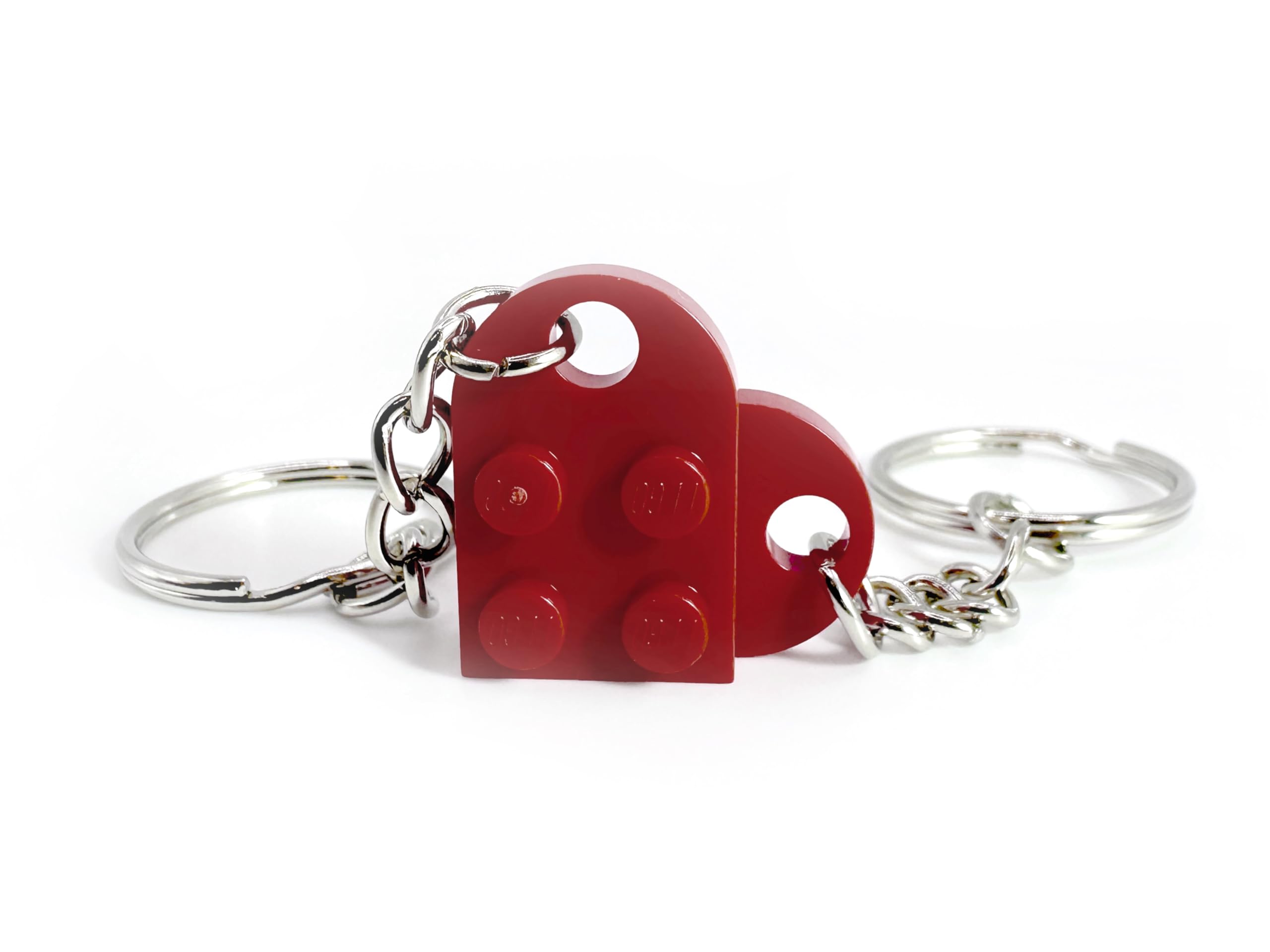 The Good Idea｜LEGO Heart Keyring Love Couples Keychain Valentines Special Gifts Girlfriend Boyfriend Friendship (Dark Red)