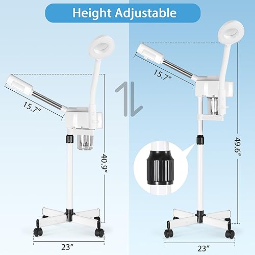 Miniatura 6 de HomGarden Pro - Vaporizador facial 2 en 1 5X LED lámpara de aumento de suelo UV niebla de ozono facial vaporizador salón spa belleza equipo cuidado