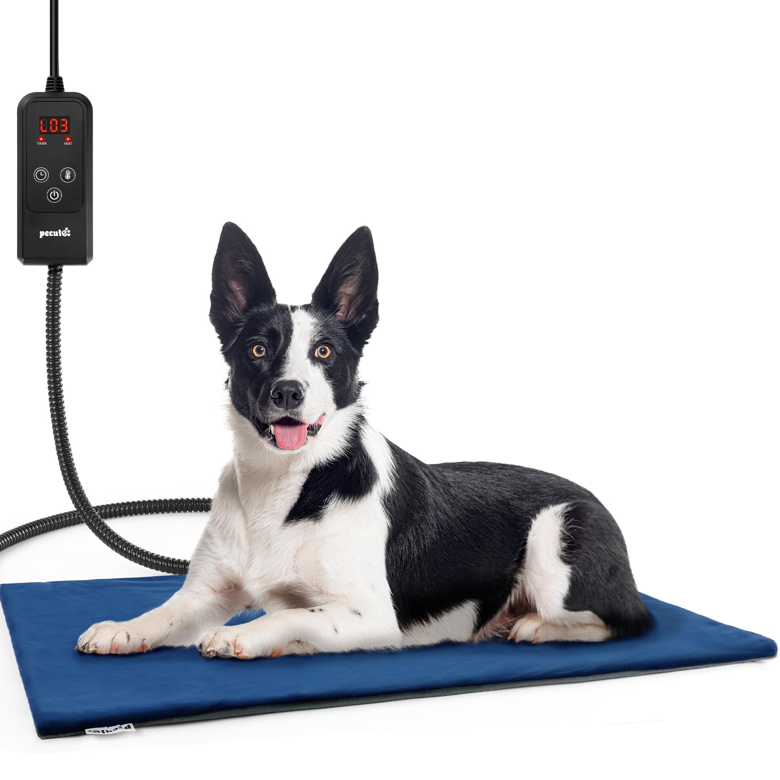 Pecute Tappetino Riscaldante per Cani e Gatti con Controller a 6 Stadi, 90x60 cm, Tappetini Riscaldanti per Cani Gatti, Tappetino Riscaldante Rettili, Anti-morso, Impermeabile, Grande Cani Gatti