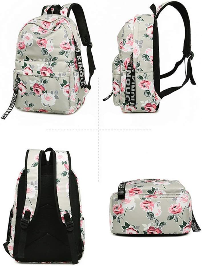 Unisex Backpack Canvas Daypack Multifunction Nylon School Bag Flower Backpacks Computer Notebook Bag Women Mens Teenager for Outdoor Hiking Camping Travel (Blue -A)