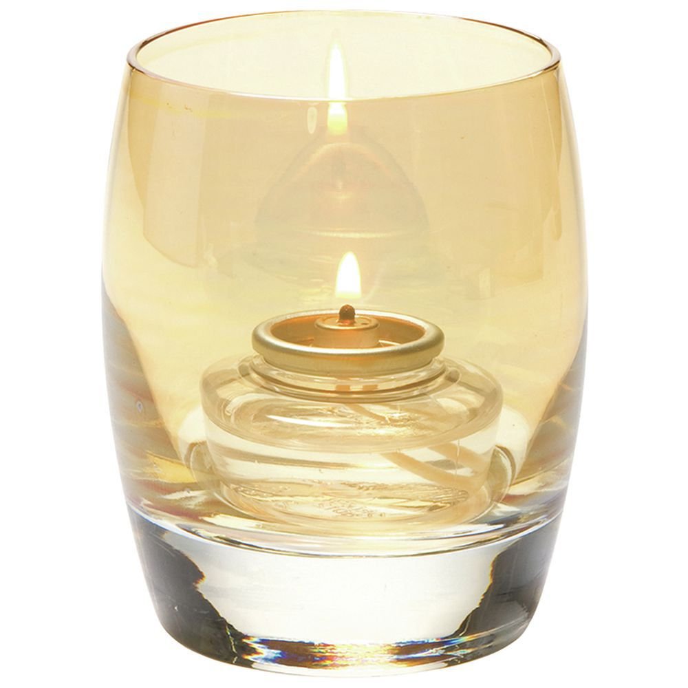 Gold Lustre Contour Glass Votive Lamp by Hollowick – Metal, Gold, Model 6404G