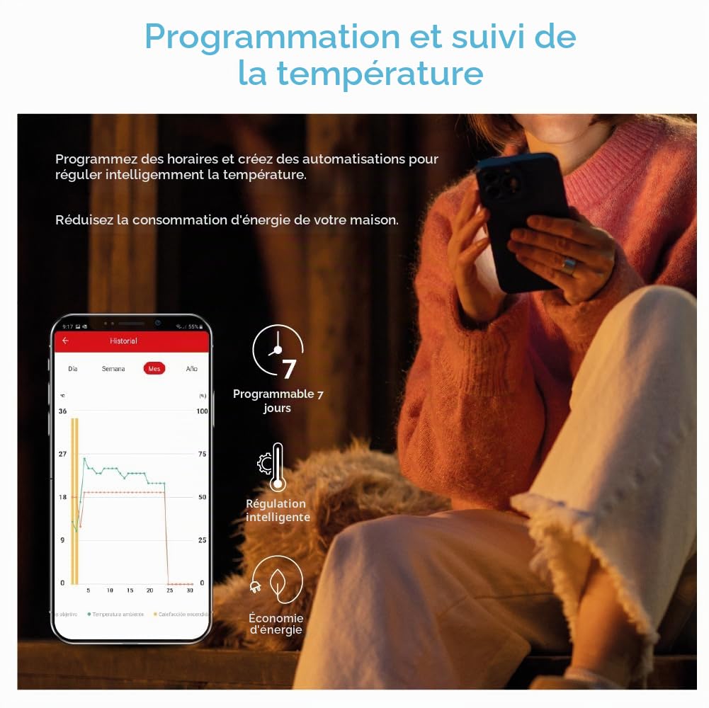 Garza -Thermostat Pack Duo têtes pour radiateur + capteur Portable, Valve thermostatique, contrôle app et Voix,Modes Manuel/Automatique, détection de fenêtres. Nécessite HUB/Bridge ZigBee 3.0