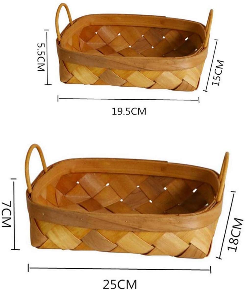 zaizai Cesta de Picnic, Cesta de Almacenamiento Cuadrada de ratán Tejida a Mano, Cesta de Frutas para Pan, Aperitivos, pastelería, Caja de clasificación de escombros-L