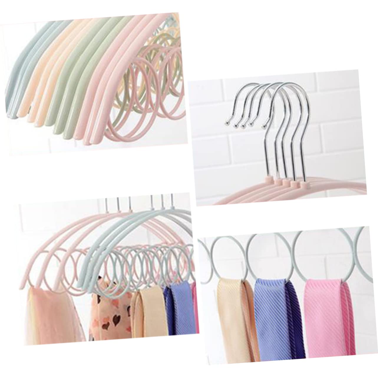PRETYZOOM Rutschfester Kleiderschrank Organizer mit 5 Ringen Multifunktions-Haken für Krawatten, Schals, Gürtel, platzsparend, Kleiderbügel für Haus und Garderobe
