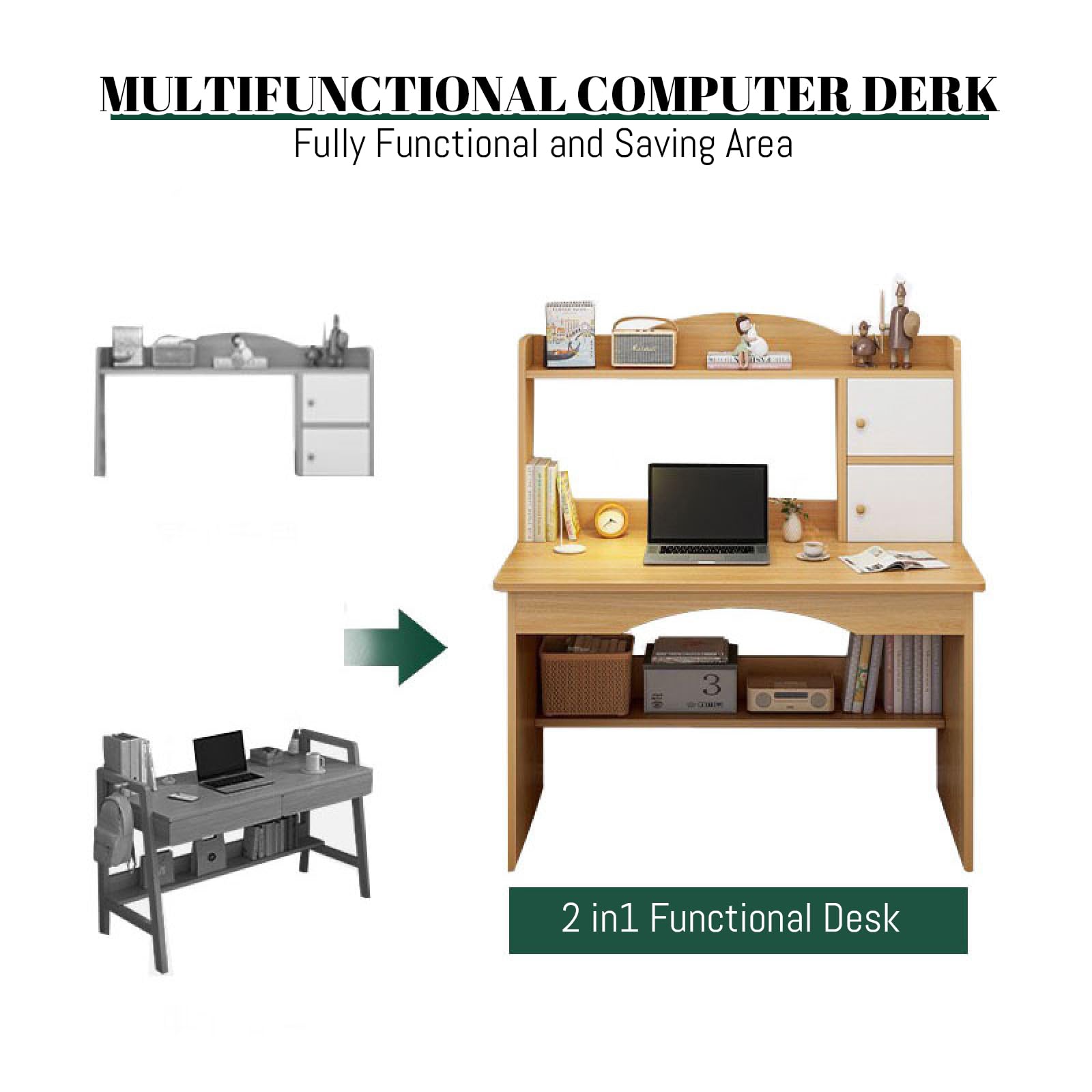 Amazon | 棚付きコンピューターデスク、ホームオフィスデスク、ワーク