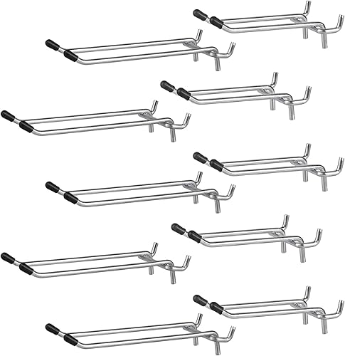 Miniatura 9 de G.CORE Paquete de 10 ganchos para tablero de clavijas, ganchos para herramientas y ganchos para tableros de clavijas de 1/4 pulgadas, ganchos de