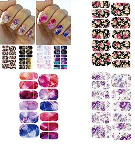 aloiness Nagelsticker 6 Arten Stil Nageldesign Nail Art Sticker Decals Nail Selbstklebende 3D Design Tipp Nail Wraps für… – Bild 2