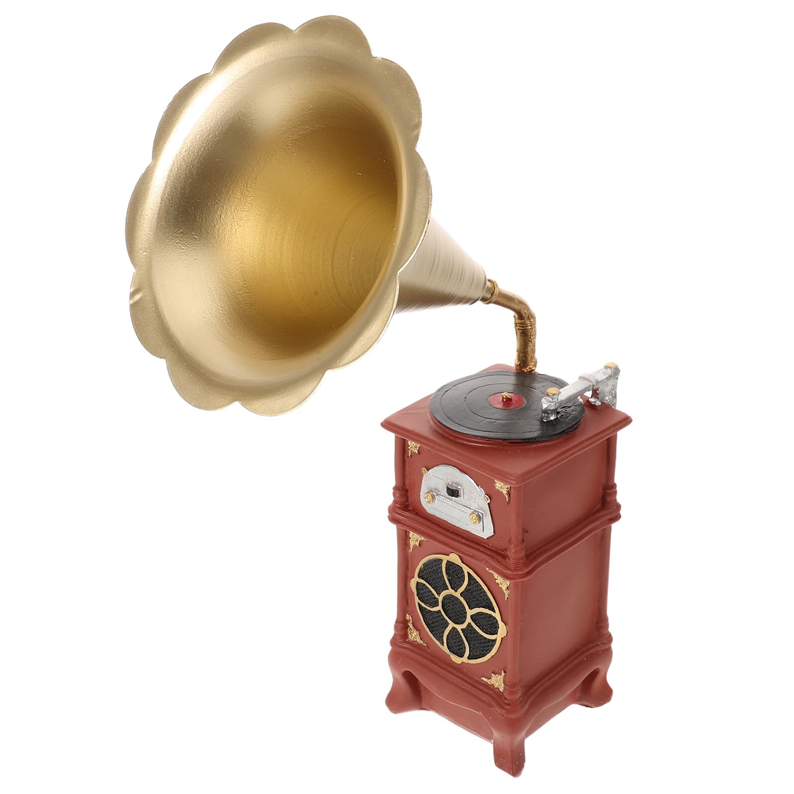 Toyvian Giradischi Retrò Miniatura in Resina Dettagli Artistici, Decorazione Musicale Vintage per Casa, Giardino e Festa, Statuetta da Tavolo Regalo per Amanti della Musica