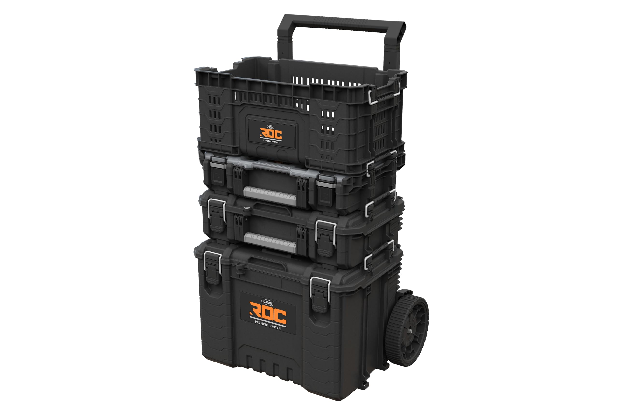 Keter ROC Pro Gear Caisse de rangement pour outils modulaire, empilable, légère, durable, noir