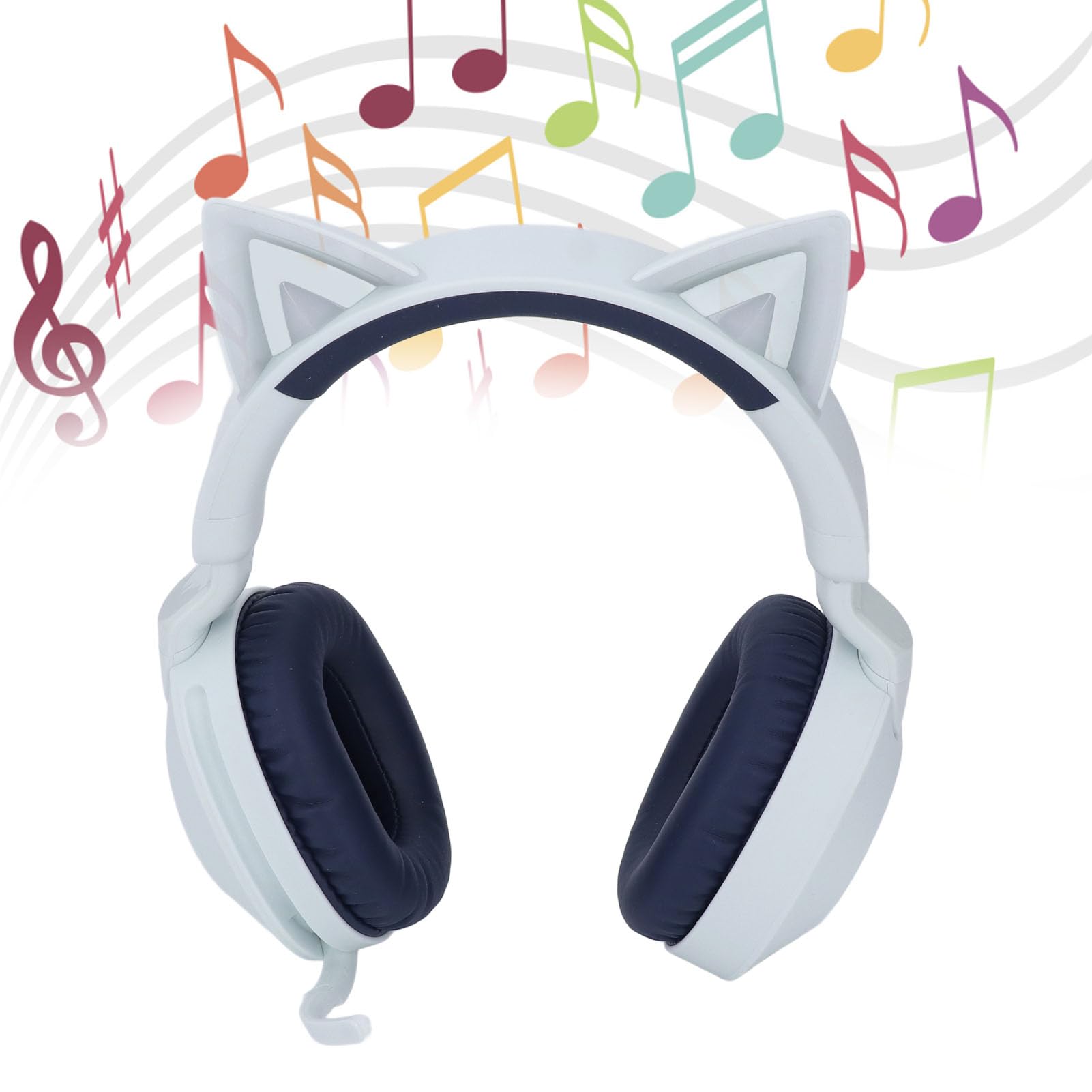 Yctze Cuffie Cat Ear, Cuffie Wireless Bluetooth 5.4, Effetti Luce LED 85dB Volume Pieghevoli Sopra L'orecchio con Microfono, Ideale per Bambini e Adolescenti (BLUE)