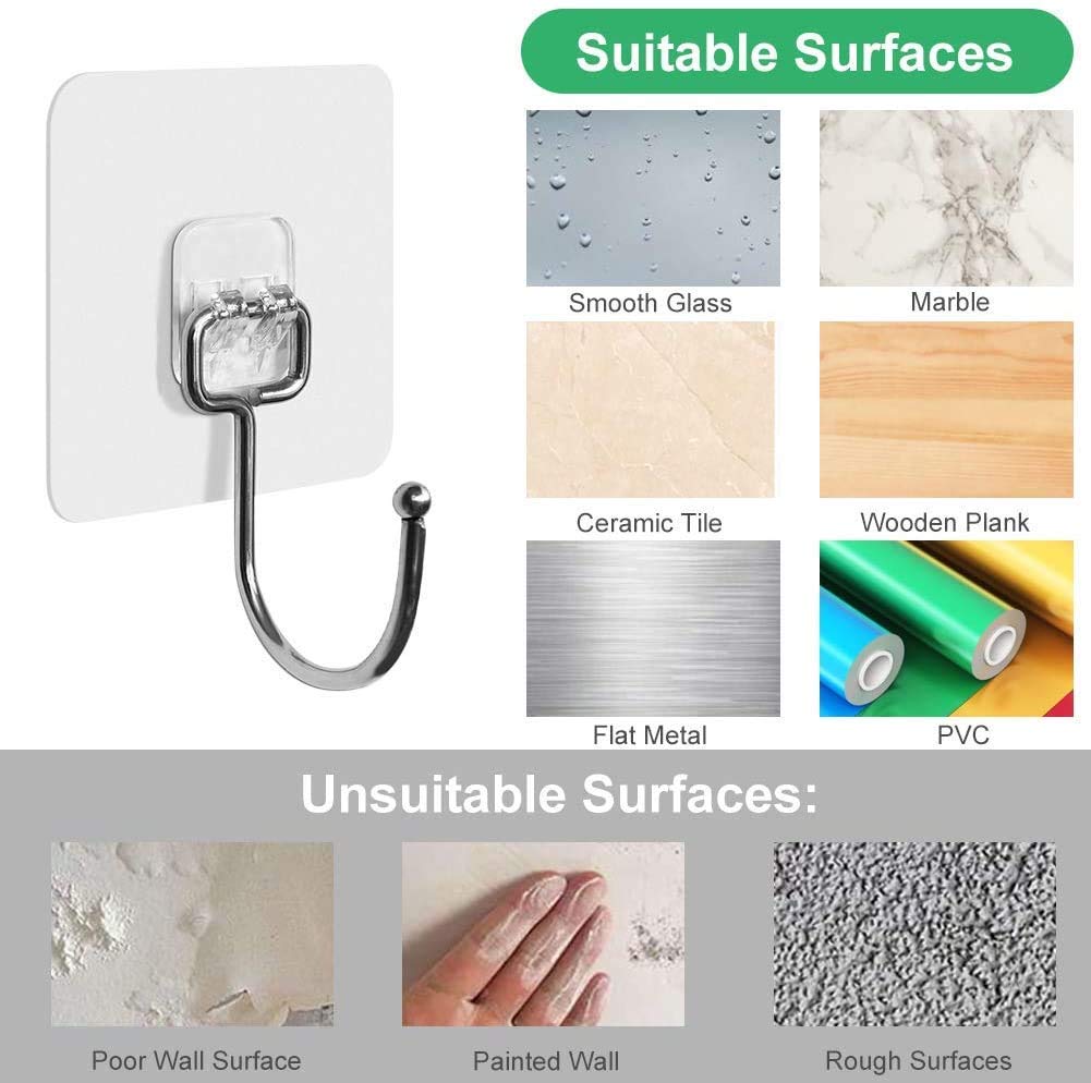 Waterproof and Rustproof Adhesive Heavy Duty Wall Mount Metal Hook 5kg — Amazon image 4