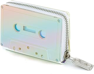 Retro Cassette Tape Wallet Case Credit Cards and Cash Cassette Wallet Zipper Wallet Colorful Women's Cute Wallet Vintage Wallet Retro Wallets Purse Card Holder Wallet for Women Electro White