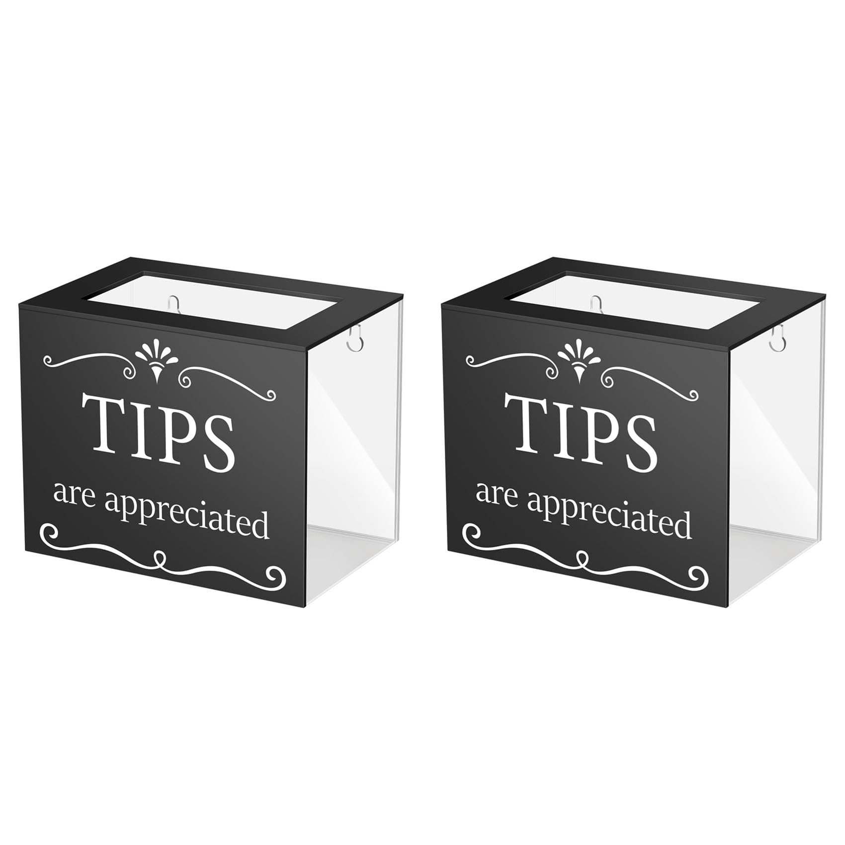 Jnchdghwa 2X Tip Jars for Money Acrylic Tip Cash Box Donation Tip Bucket 6x4x5 Inch Container Suggestion Box Raffle Cash Box