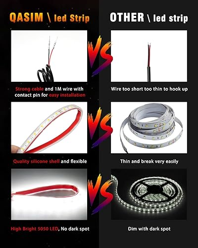 Miniatura 4 de Qasim Tira de luz LED de 12 V, impermeable, 12.6 in, color blanco, luces LED subterráneas para coche, motocicletas, barcos, navegación interior y