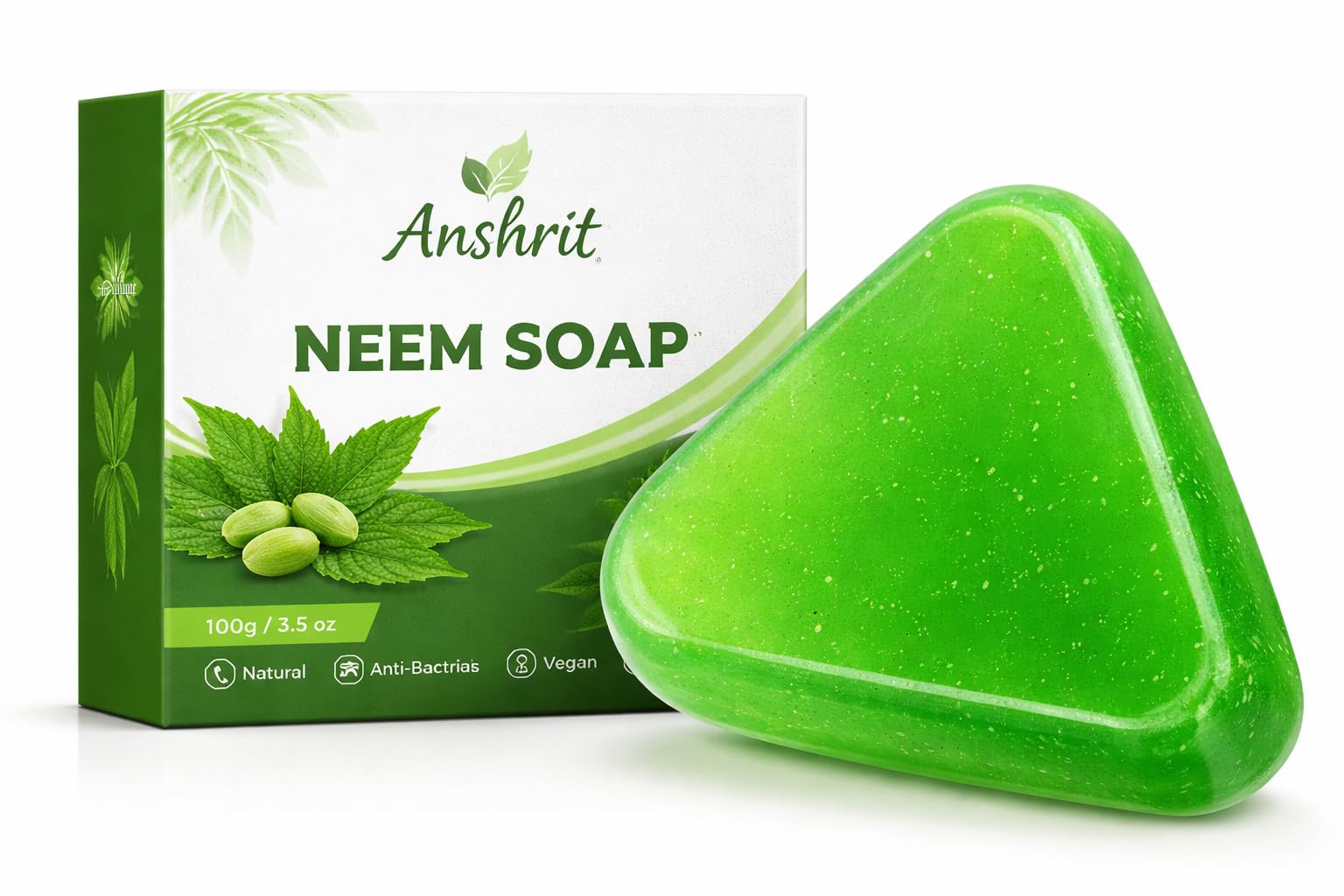 Triangle Neem Soap – Natural Herbal Bath Soap for Skin Care | Antibacterial & Refreshing | Green Transparent Soap(pc-2)-image-49