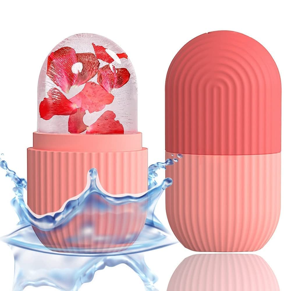 Ice Roller for Face with Scrubber | Ice Roller for Face | For Men & Women | Ice Cube Roller for Glowing Skin & Puffy Eyes | Reusable & Unbreakable (Pink)-image-32