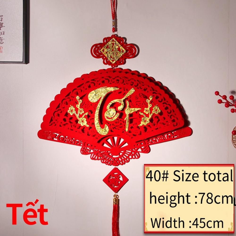 Decorazioni Per Capodanno Lunare 2026 – Set Di Ornamenti In Tessuto Floccato Per TET Vietnamita E Festa Di Primavera Cinese, 78x45 Cm