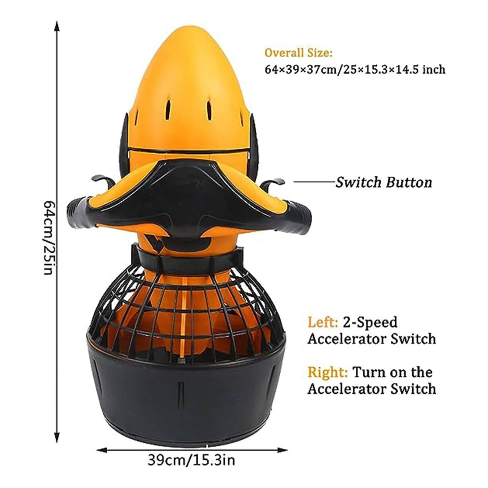 Seascooter submarino para buceadores recreativos y esnórquel, potencia de 300 W, fácil de usar, divertida exploración submarina