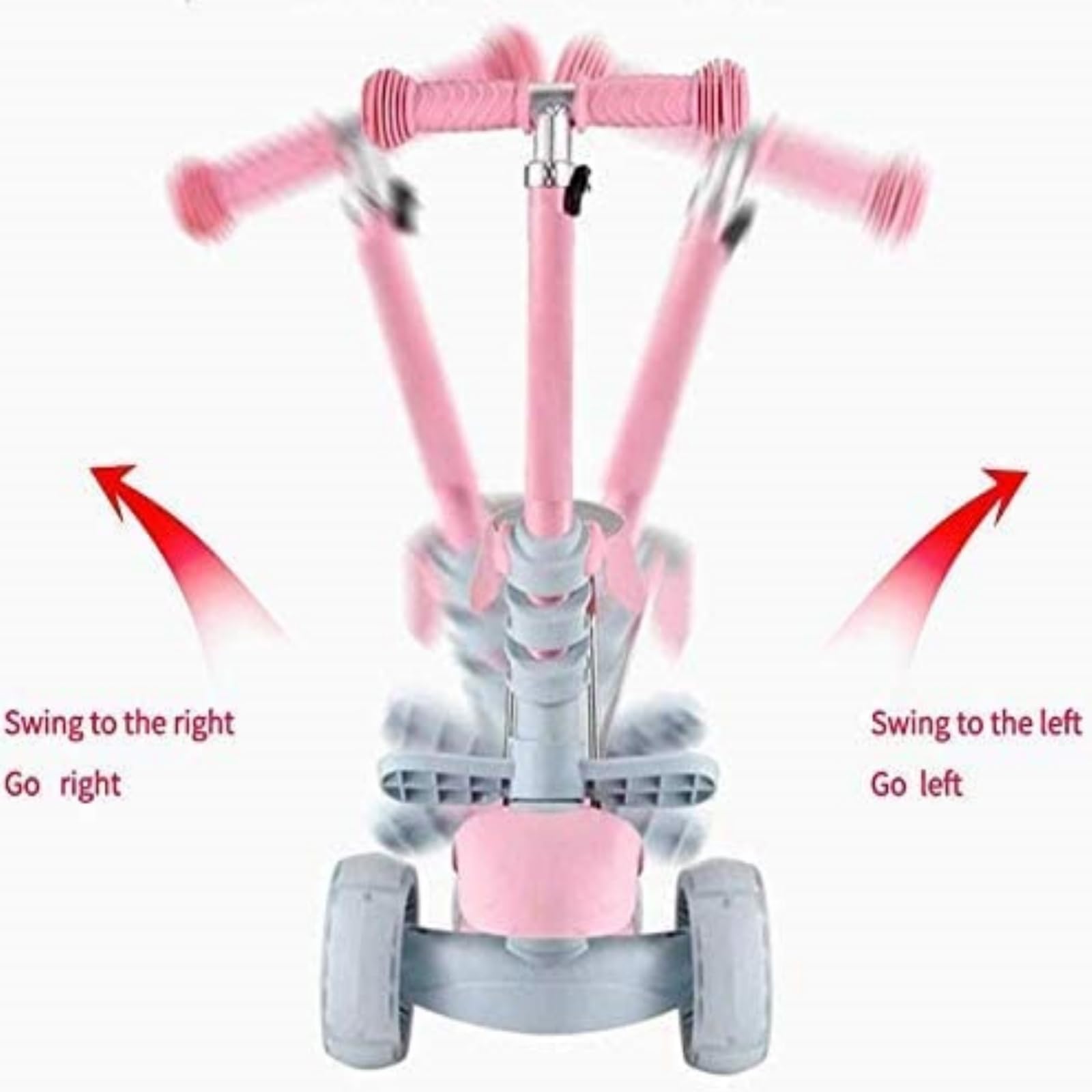 Patinete para Niños 5-en-1 con Asiento Extraíble, 3 PU Ruedas Parpadeantes, Manillar de Altura Ajustable, Respaldo cómodo, Fácil de Dirigir, Patinete Infantil para Niños y Niñas de 1 a 6 Años