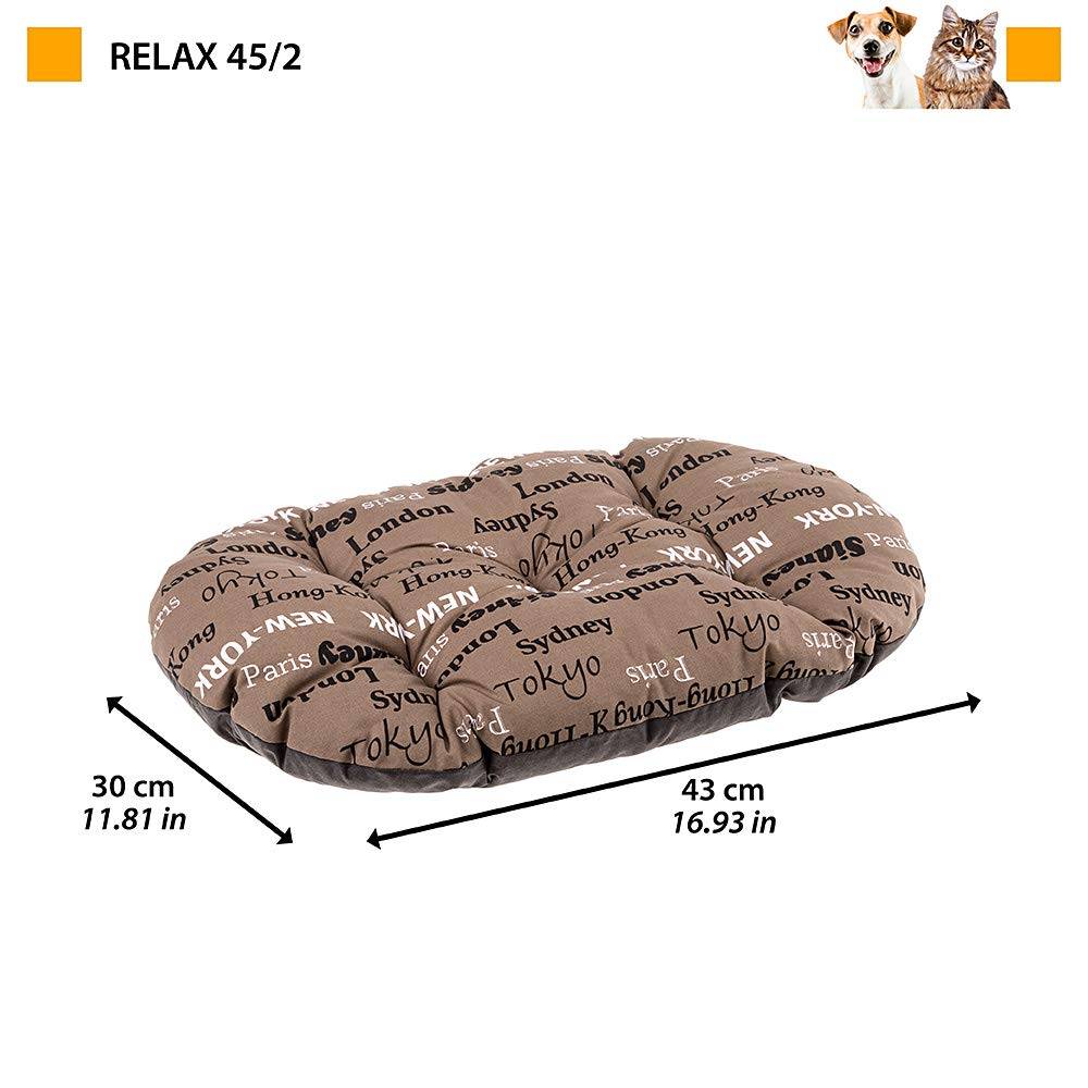 Ferplast Cuscino Cane e Gatto RELAX 45/2,Materassino, Cuscino Imbottito per Cuccia Cane e Gatto, Ovale, Cotone Morbido, Lavabile, 43 x 30 cm