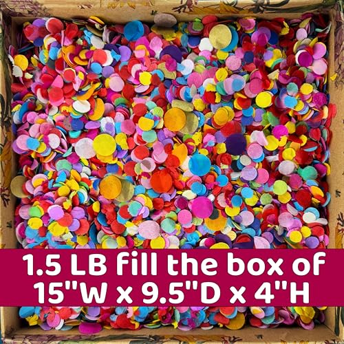 Multicolor Confetti - Mexican Colorful Party Confetti - 1.5 LBs/680 grams - Round Tissue Confetti - Thumbnail 5