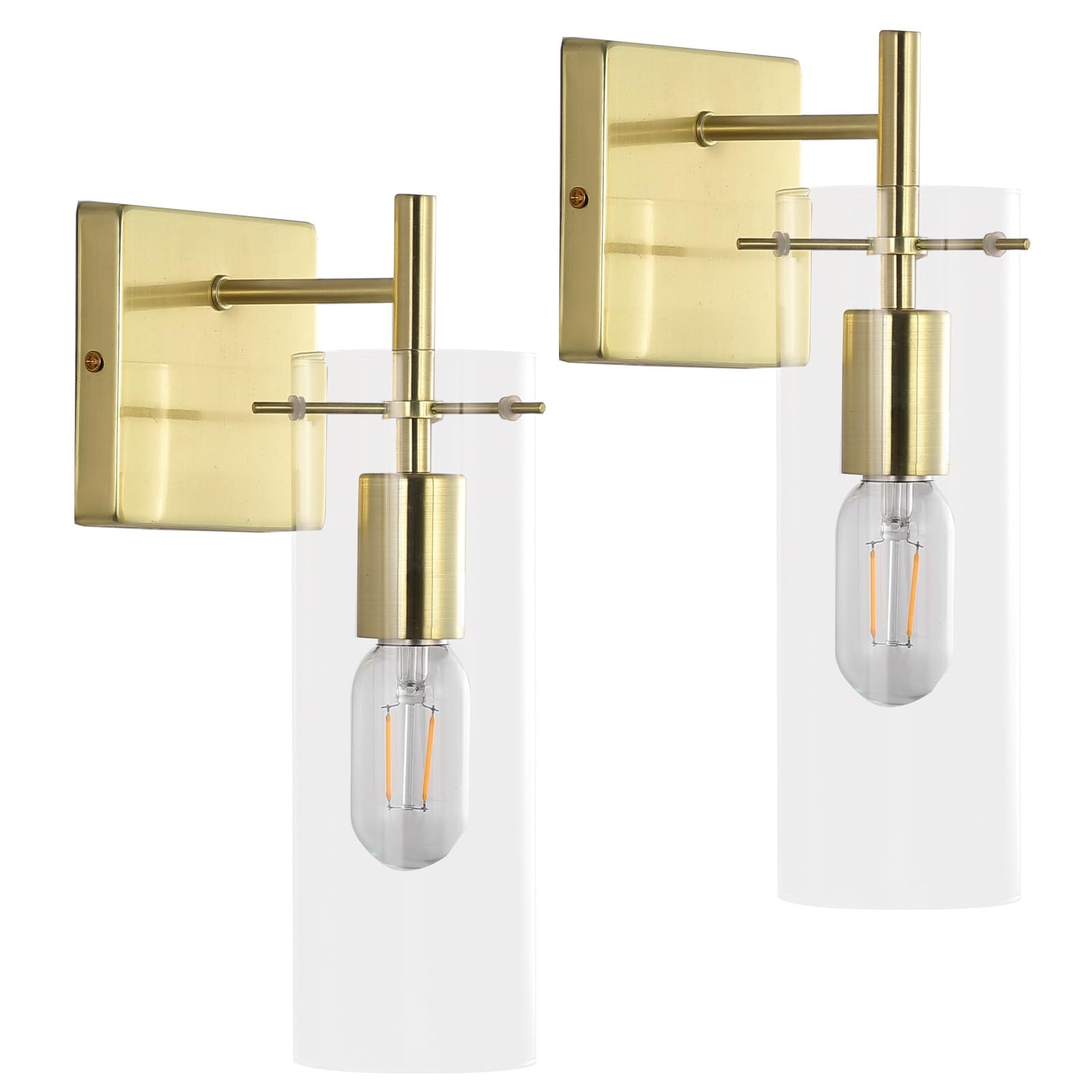Photo 1 of KRASTY Set of Two Gold Wall Sconce, Bathroom Sconces Wall Lighting Fixture with Glass Shade, Modern Wall Lamp for Bedroom Living Room Kitchen Hallway Bar Gold 2-Pack