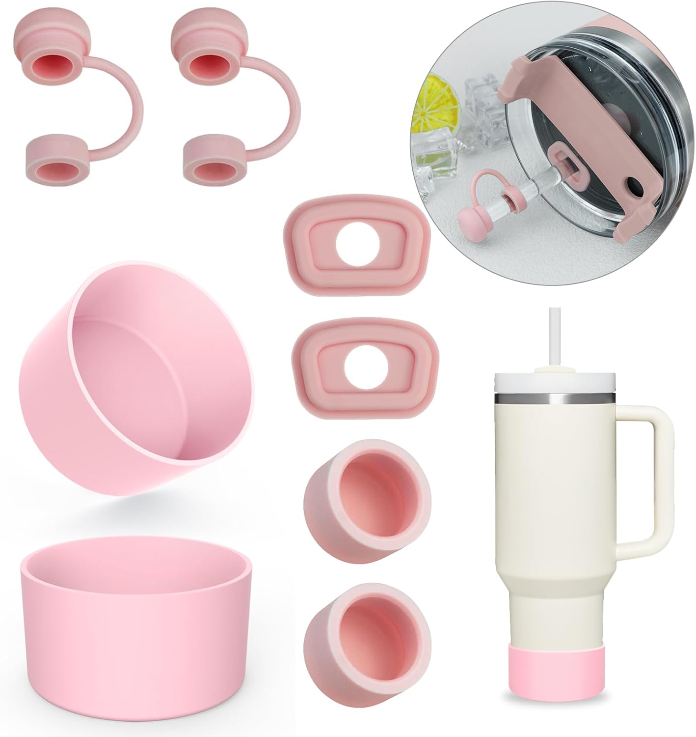 Straw Spill Stopper Cover Boot Sleeve Set for Stanley Cup