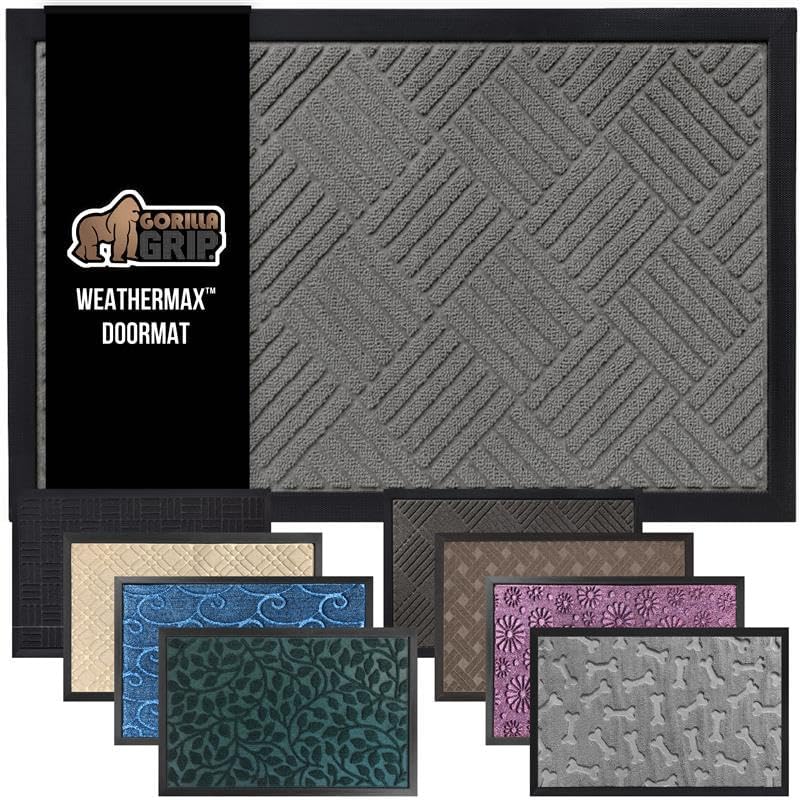GORILLA GRIP 100% Waterproof All-Season WeatherMax Doormat US Designed Natural Rubber