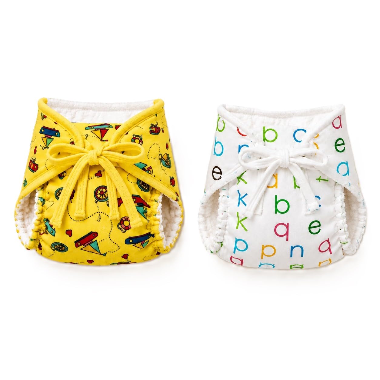 SNUGKINS Dry Feel Padded Langot/Nappies for New Born Baby 6-10 Months | 100% Pure Cotton Cloth Nappies | Washable & Reusable (Small, Alpha & Boat - Pack of 2)-image-6