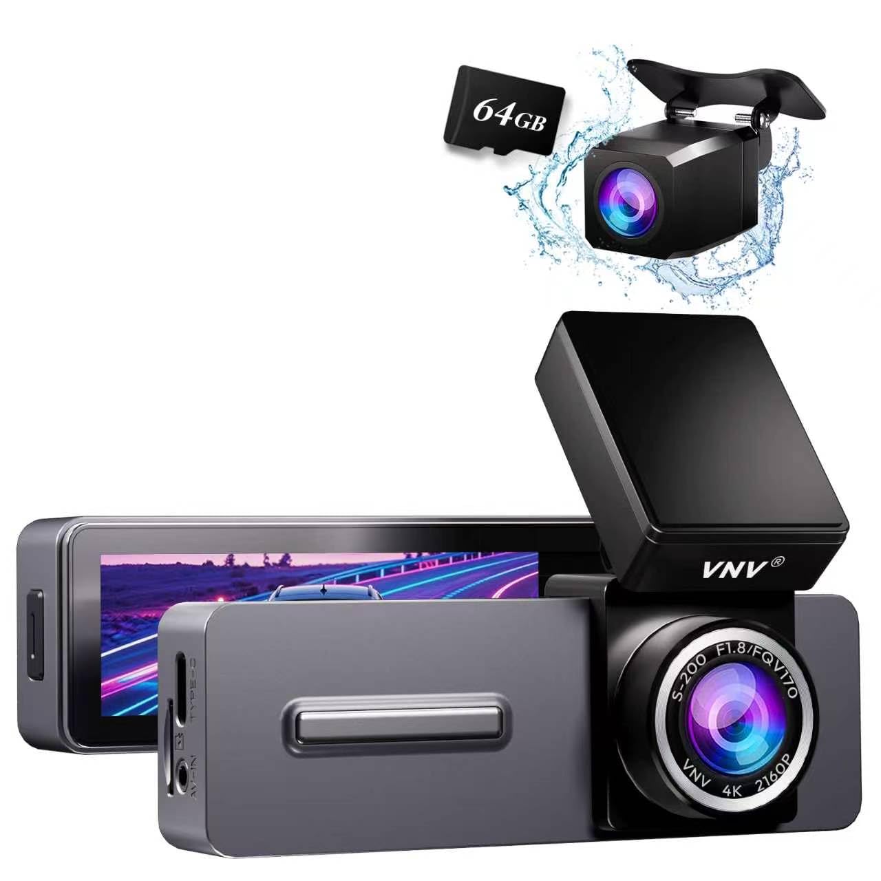 Photo 1 of VNV 4K+2.5K Dash Cam Front and Rear,Dual Dash Camera for Cars,Include 64GB Card,WiFi 6-2025 Latest Tech,24/7 Recording Car Camera,Night Vision,G-Sensor,2" IPS Dashcam,Loop Recording,24H Parking Mode