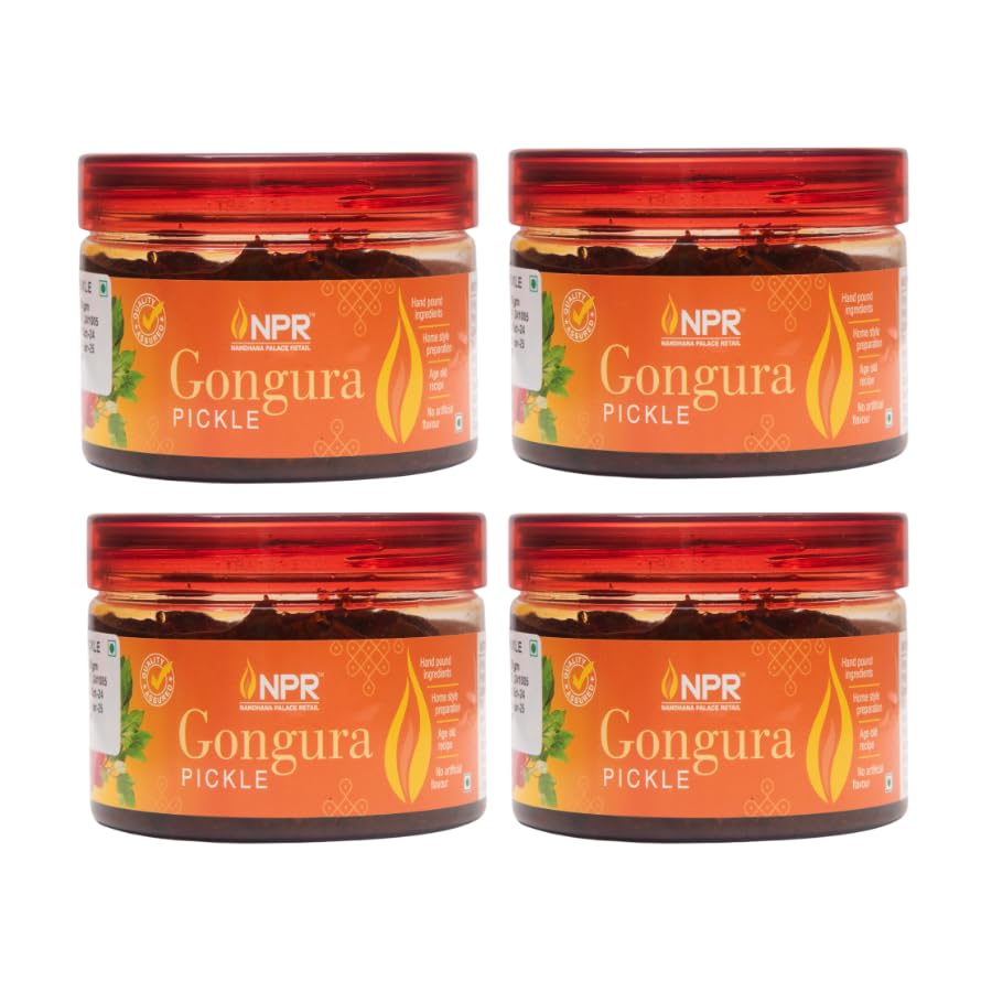 NPR Gongura Pickle 275g | Authentic Andhra Style Gongura/Pitwaa/Ambaadi/Pulicha Keerai Leaves Achaar | Rich in Anti-Oxidants & Nutrients | Traditional & Homemade Sorrel Leaves Pickle | Pack of 4